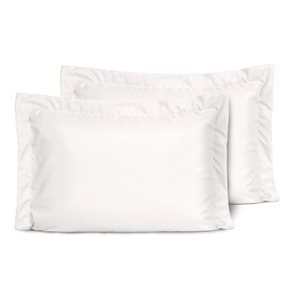 Kit Fronhas Slim com 3 Abas 200 Fios 50cm x 70cm 2 Peças - Branco - Micropercal 100% Poliester