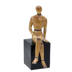 Escultura Decorativa Boneco em Resina 20cm 15393-PL