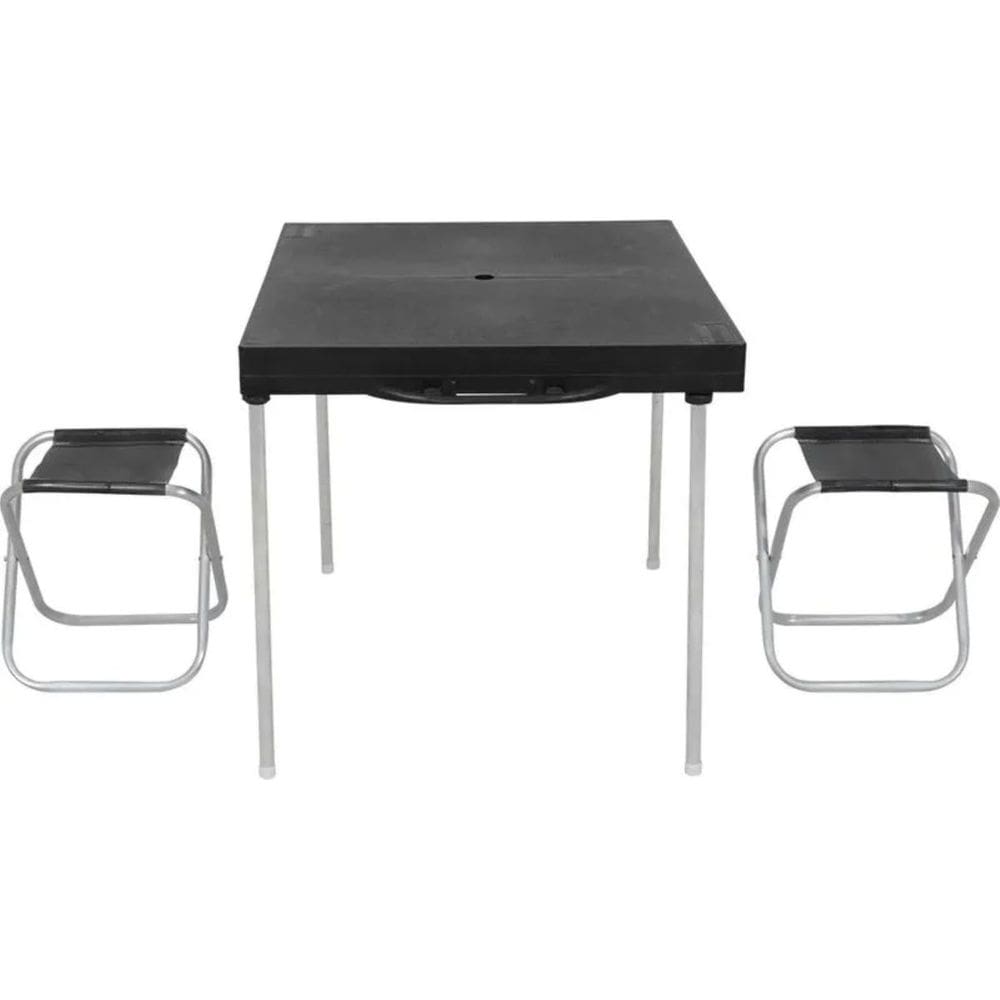Mesa Dobrável 2 Banquetas Suporta 90kg Portátil Camping Viagem Compacta com Furação Guarda Sol Bel