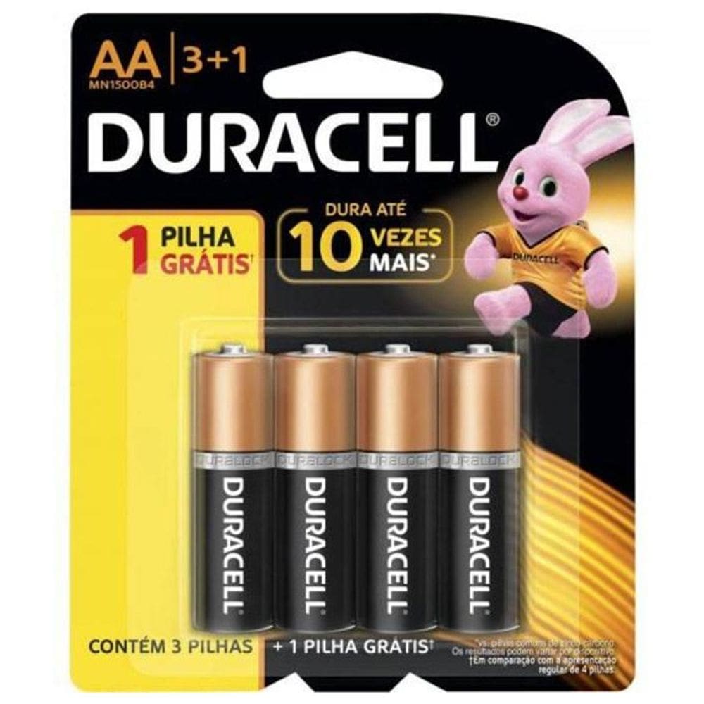 Pilha Alcalina AA Duracell - com 4 unidades - MN1500B4