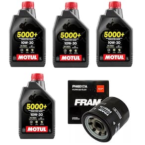 Kit Troca De Óleo 4X Motul 5000+ 10W-30 4T 1L 655 + 1 Filtro Fram Ph6017a Nc750 2015 Ate 2025 Honda