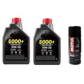 Kit Contendo 2 Óleo Motul 5000+ 10W30 4T 1L Semi Sintético Road E Off Road + Desengripante C2 200Ml