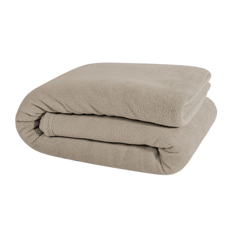 Manta Casal Padrão Soft Fleece Lisa 1 Peça - Bege - Flanel 100% poliester