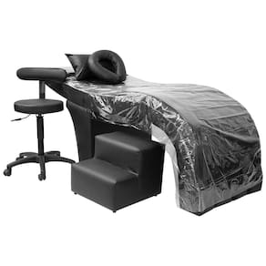 Maca Estética Charme Para Cílios + Mocho + Escada + Capa Plástica Corino Preto