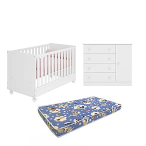 Tudo o que Seu Bebê Precisa P Dormir Bem Berço Americano + Cômoda Doce Sonho e Colchão Ortobom-qmovi