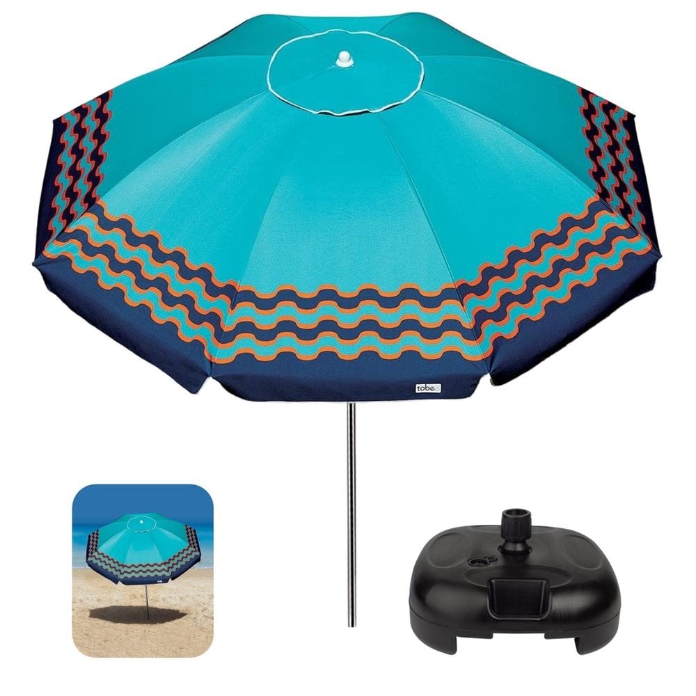 Kit Guarda Sol 2,5m Articulado Alumínio Sombreiro Ibiza Turquesa Base Plástica Preto - Tobee