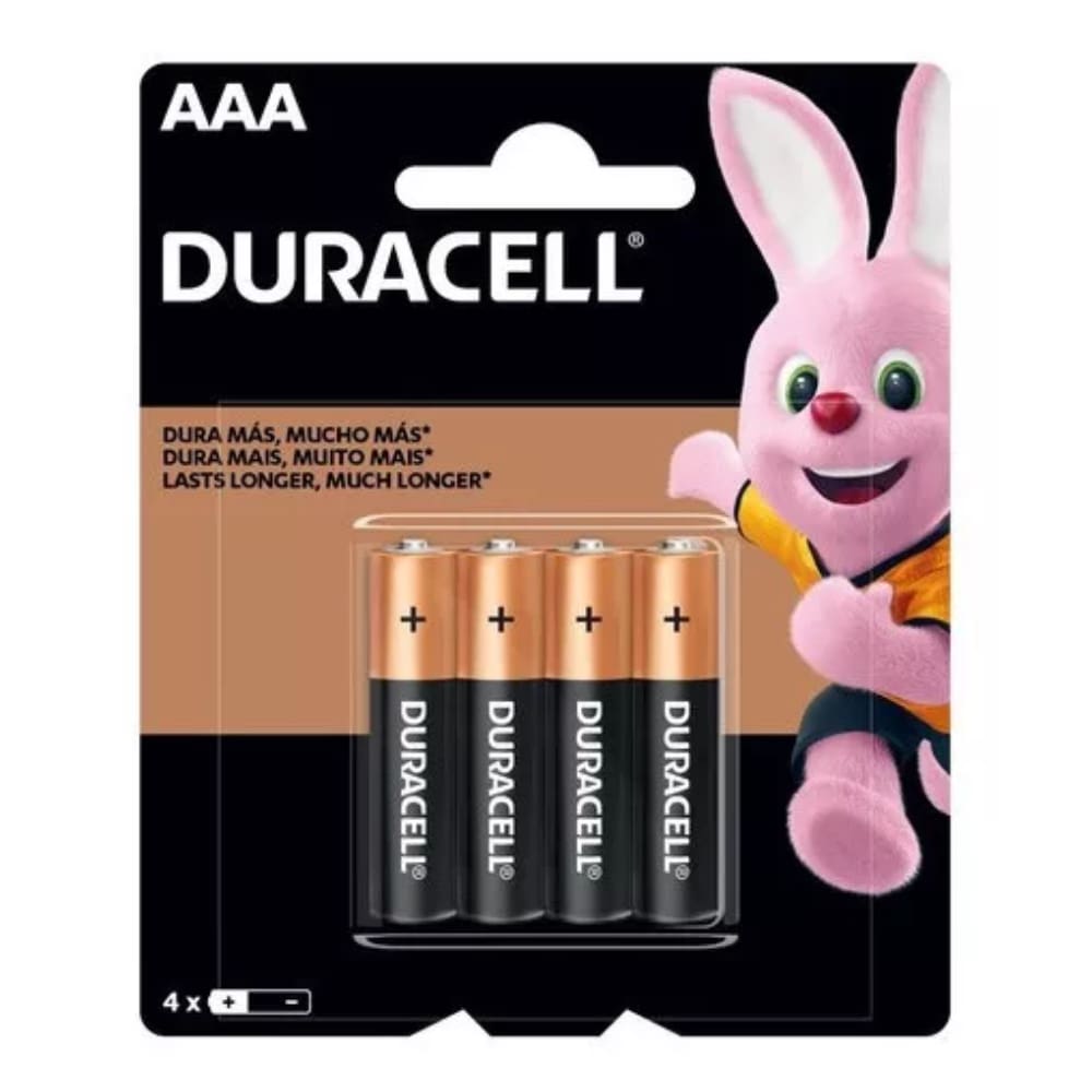 Pilha Alcalina AAA Palito Duracell com 4 Unidades