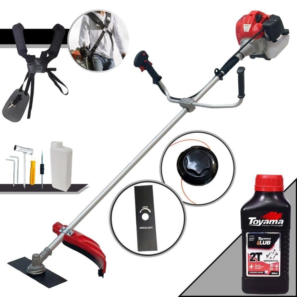 Roçadeira Anmax CG520P-TB Gasolina 52CC 2,2HP + Óleo Toyama