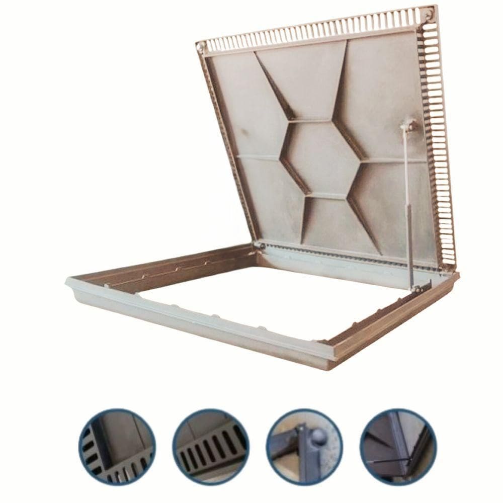 Tampão 80x80 Rebaixada Com Grelha Piscinas Tampa Casa Máquinas Piscina Bege Escuro