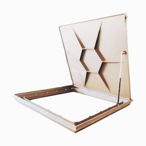 Tampão Tampa Casa De Maquina 80x80 Com Rebaixo Para Piso Aluminio Bege Escuro