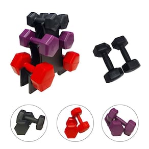 Kit Halteres Plástico 1Kg A 3Kg Suporte Musculação Academia