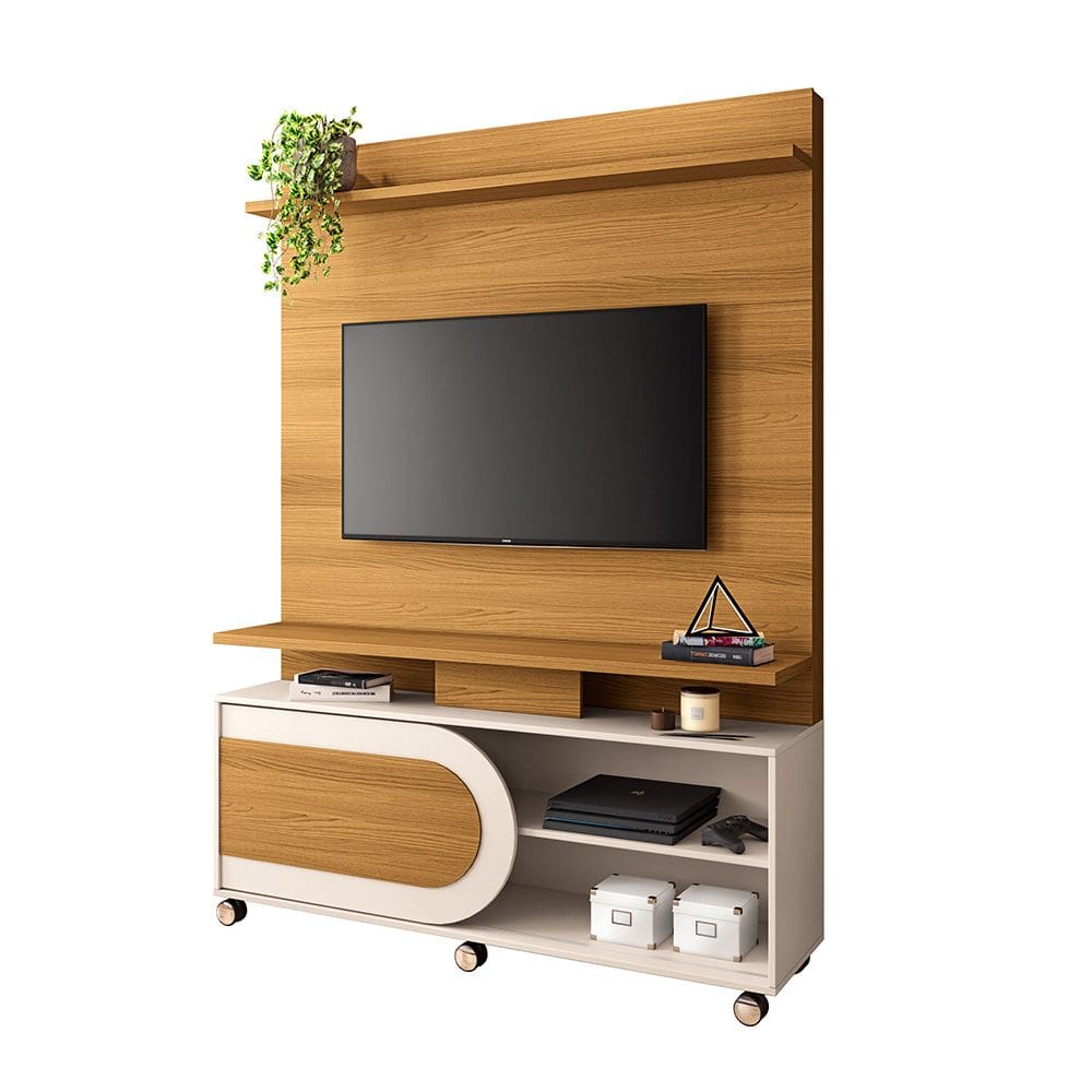 Estante de TV 55 Pol 136cm Nami Cinamomo/Off White H01 - D`Rossi