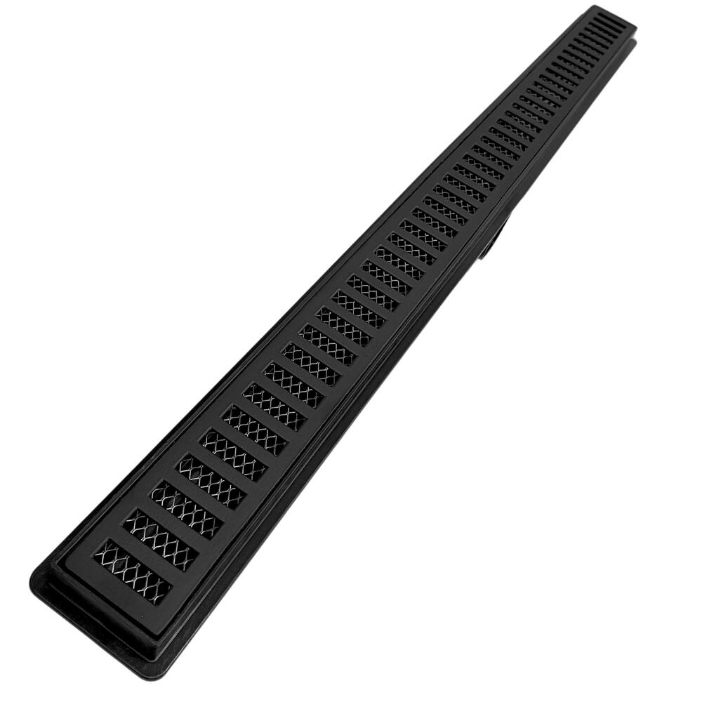 Ralo Linear Banheiro Seca Box 5x80 Alumínio Preto Fosco com Tela