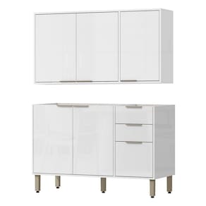 Armario E Balcao Pia 120 cm GLOR ABGL24 Branco Neve MXM