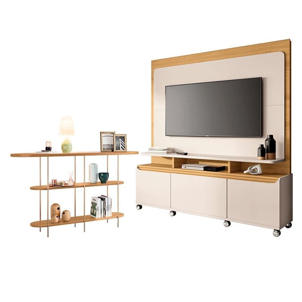 Estante Home Theater Quantum e Aparador Infinity Off White Cinamomo – HB Móveis
