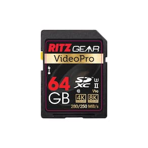 Cartão SD Ritz Gear 64GB SDXC UHS-II C10 U3 V90 de alta velocidade