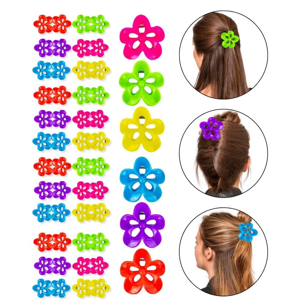 Kit 48 Presilha Prendedor Acessório Cabelo Flor Multicolor