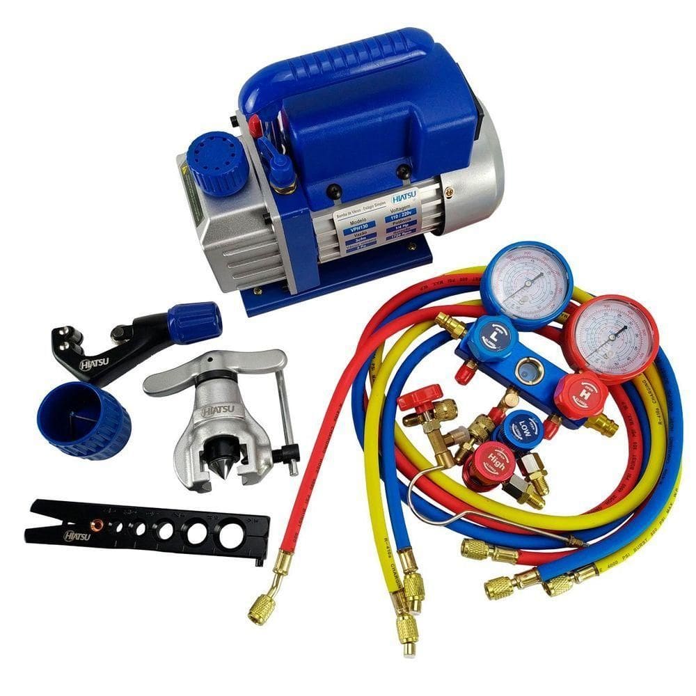 Kit Refrigeração Bomba Vácuo 3cfm Manifold R410 Flangeador