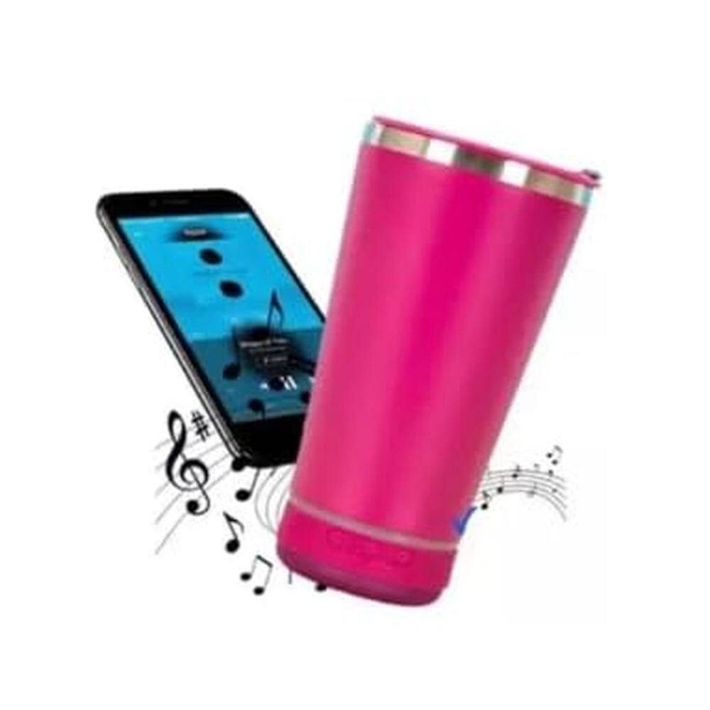 Copo Térmico c/ Caixa de Som Bluetooth 473ml Rosa - Quanhe