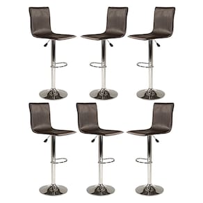 Kit 6 Banquetas Alta para Balcão Giratória Wave Aço Cromado PU Café RMI