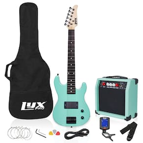 Guitarra elétrica LyxPro de 30 polegadas com kit inicial para crianças verde