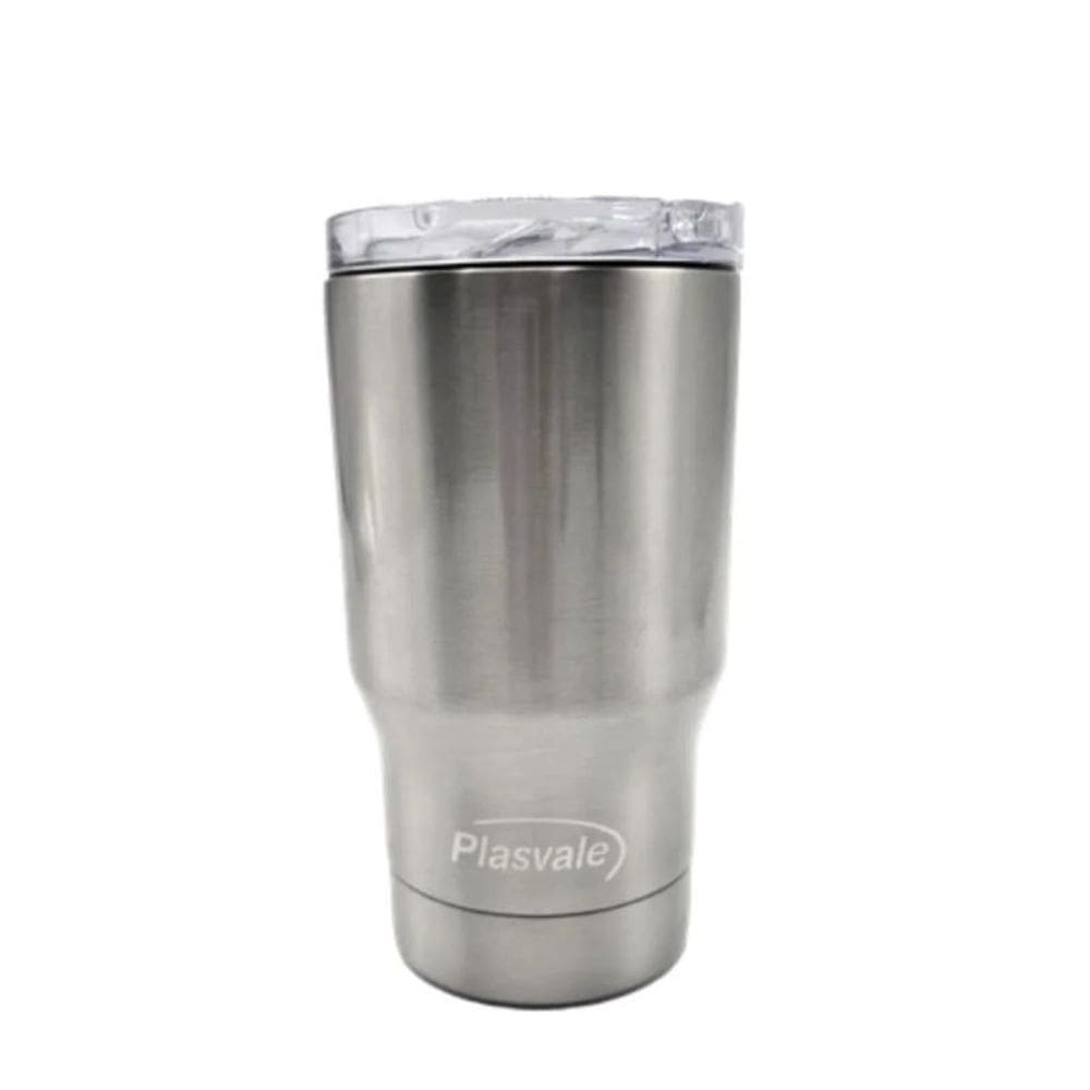 Copo Térmico Com Tampa Long Neck 4 Em 1 Plasvale 410ml Cinza