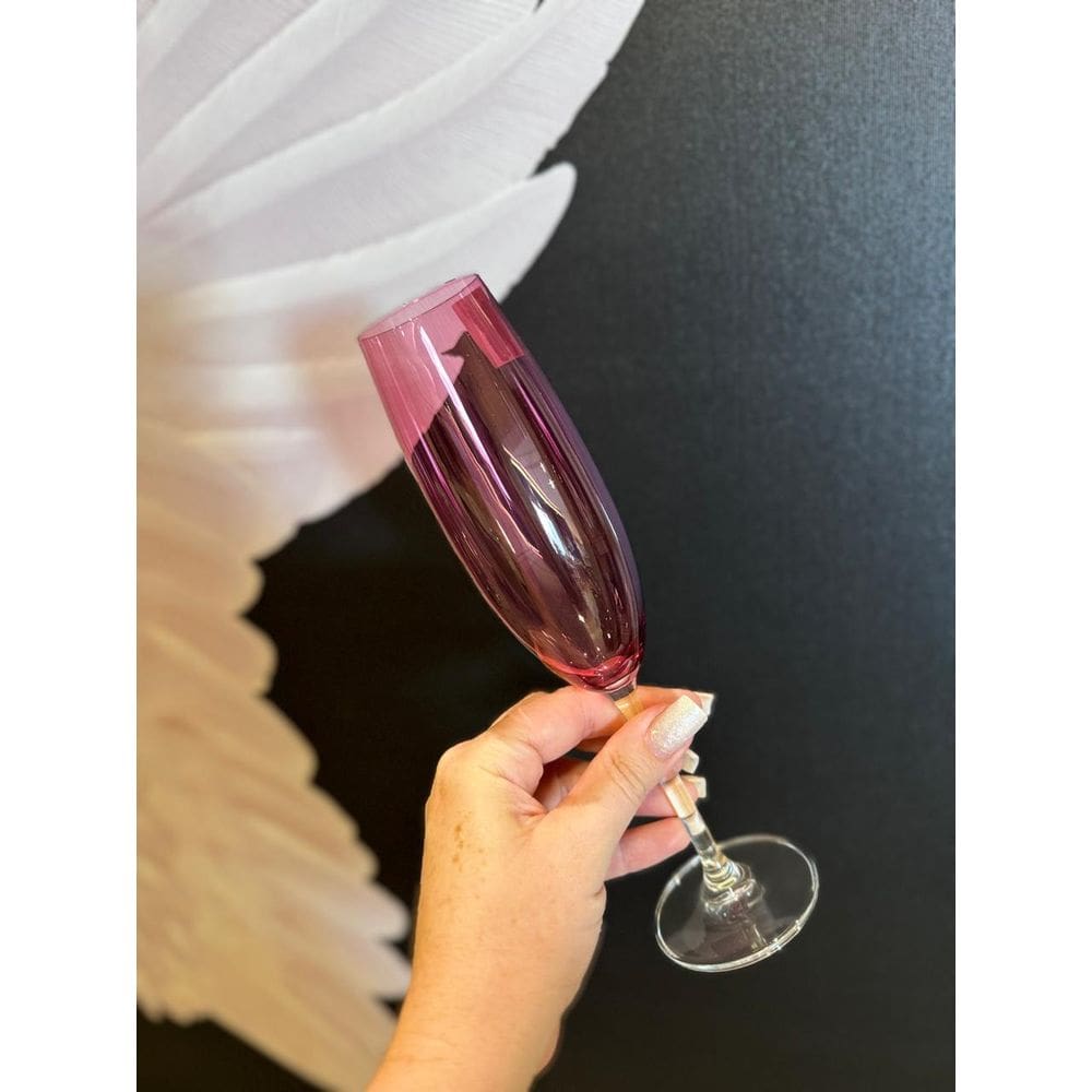 Jogo de 6 tacas para champanhe Gastro em cristal ecologico 220ml A24cm cor violeta