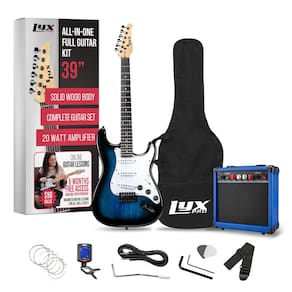 Guitarra elétrica LyxPro Full Size 39 polegadas com amplificador de 20W azul