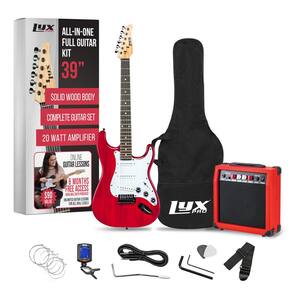 Guitarra elétrica LyxPro Full Size 39 polegadas com amplificador de 20W vermelha