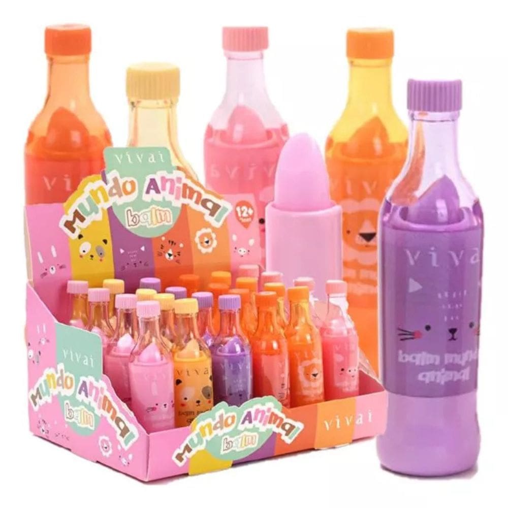 Box c/ 24 Lip Balm Hidratante Labial Teen Mundo Animal Vivai