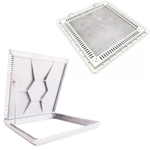 Tampa De Piscina Para Casa De Maquina Com Grelha Invisível 80x80cm Branco