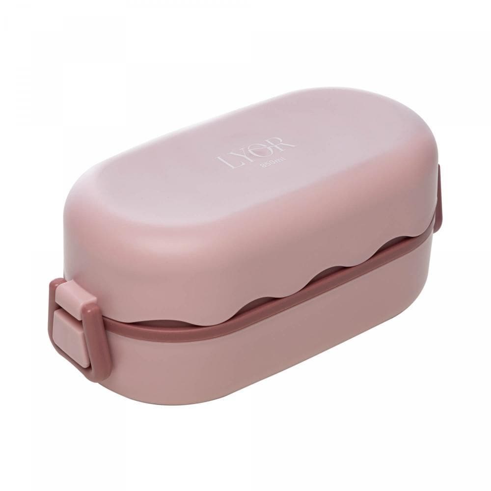 Marmita Hermética com Talheres 850ml Rosa Plástico - Lyor