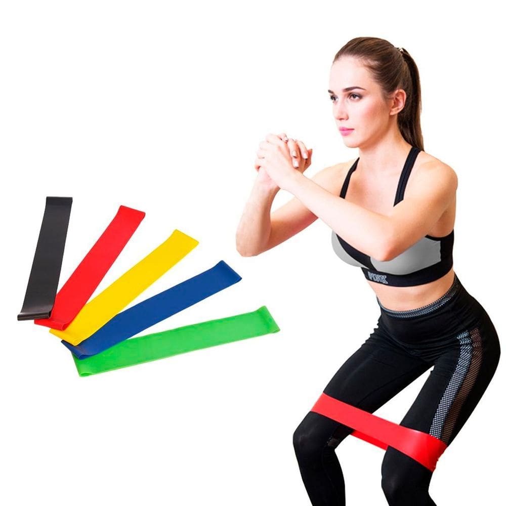 Kit 5 Elásticos Intensidades Variadas Treino Resistência