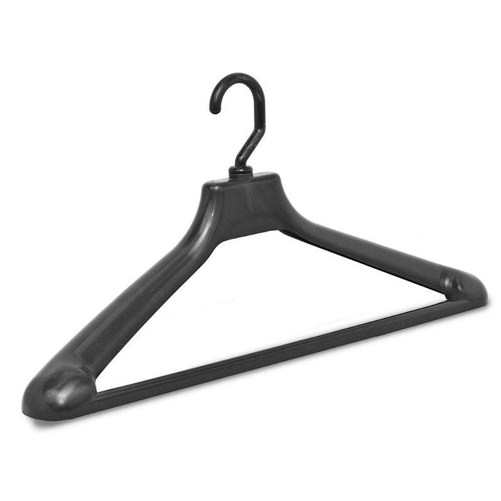 Cabide Plástico Anatômico Com Barra - 46 x 24 cm Cor Preto