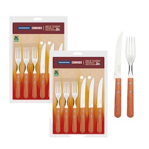 Faqueiro Kit Churrasco Inox com Cabo de Madeira 24 peças Tramontina