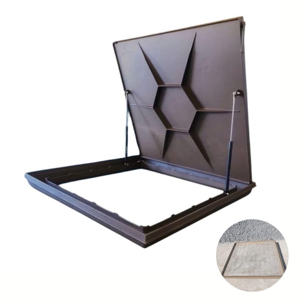 Tampa Piscina Casa De Maquina Rebaixada Em Aluminio 100x100m Marrom