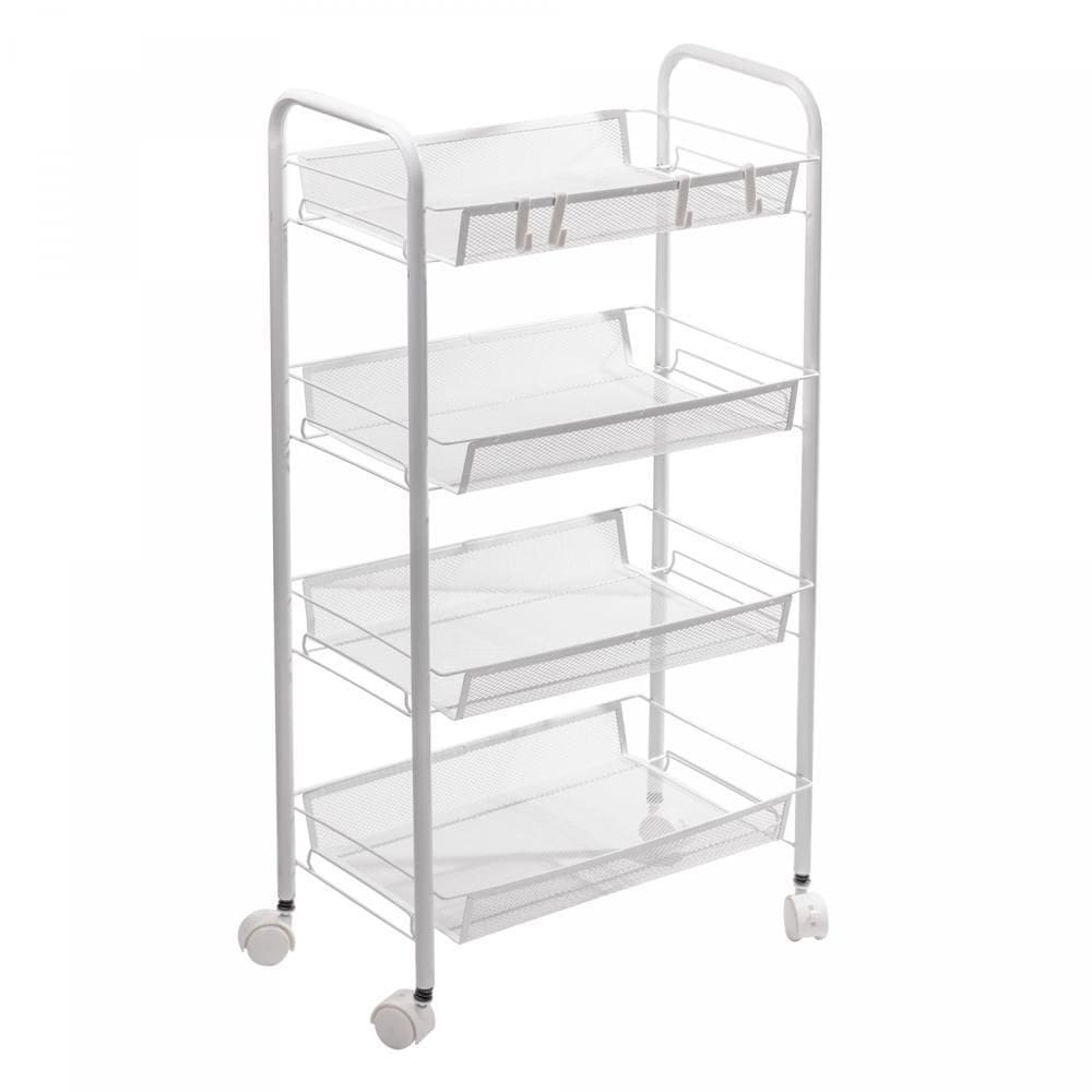 Carrinho Organizador com Rodinhas Branco 44cm x 26cm x 83cm
