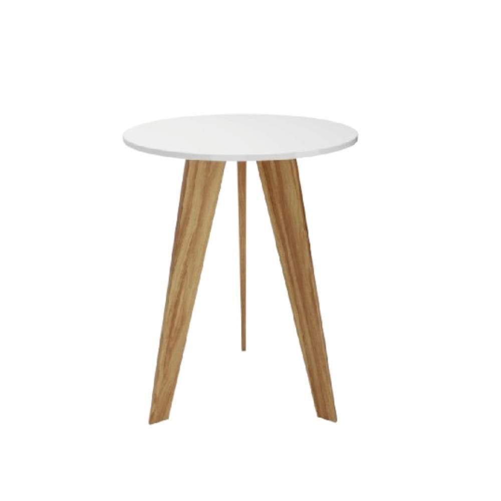 Mesinha Lateral  Retrô Peroba Branco com Amêndoa em 100% MDF