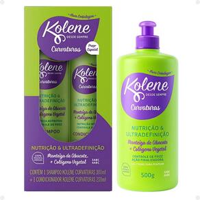 Kit Kolene Curvaturas Nutrição e Ultradefinição: Shampoo 300ml e Condicionador 200ml + Gel Creme para Pentear 500g