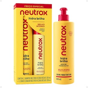 Kit Neutrox Hidra Brilho: Shampoo 300ml e Condicionador 200ml + Creme para Pentear 300ml