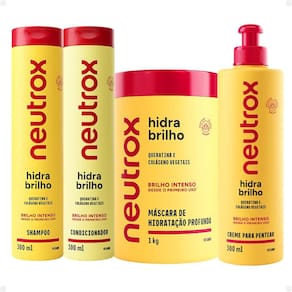 Kit Neutrox Hidra Brilho: Shampoo, Condicionador 300ml, Máscara 1Kg e Creme para Pentear 300ml