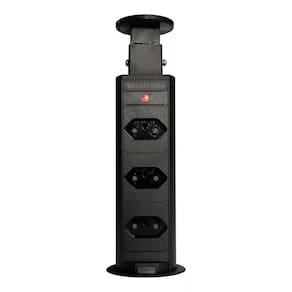 Torre Tomada Retrátil Multiplug Embutir Mesa Granito Preta