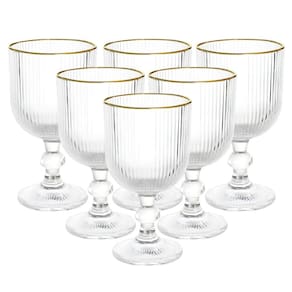 Jogo 6 Taças Versalhes Gold Vidro Filete Borda Dourada 340ml - Lehaví