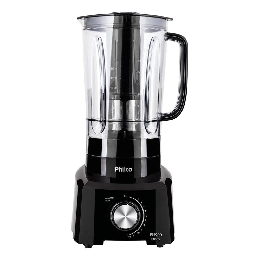 Liquidificador Philco PH900 Potência de 1200W 3 Litros Com 12 Velocidades e Modo Pulsar Preto 127V