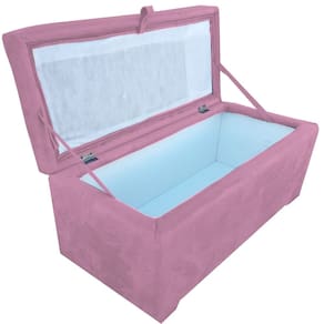 Bau puff 80 organizador porta treco brinquedos sapatos infantil multiuso Rosa