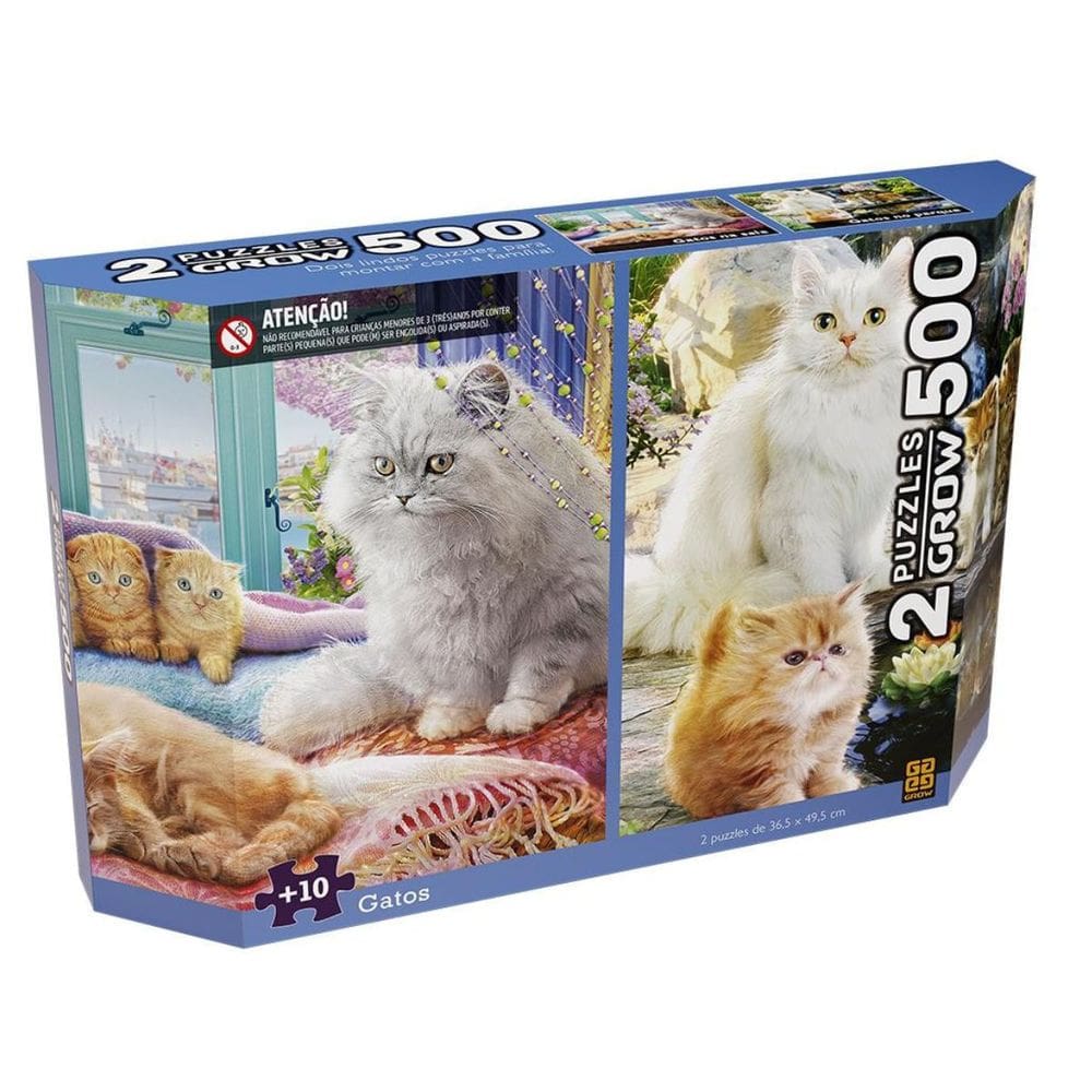 Puzzle Duplo 500 Pecas  - Gatos GROW