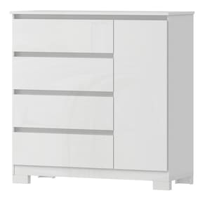 Comoda 4 Gavetas 1 Porta 100 cm VEG CO028 Branco Neve MXM