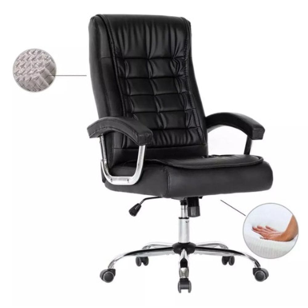 Cadeira de Escritório Grande Base Giratória com Molas Ensacadas Confortável