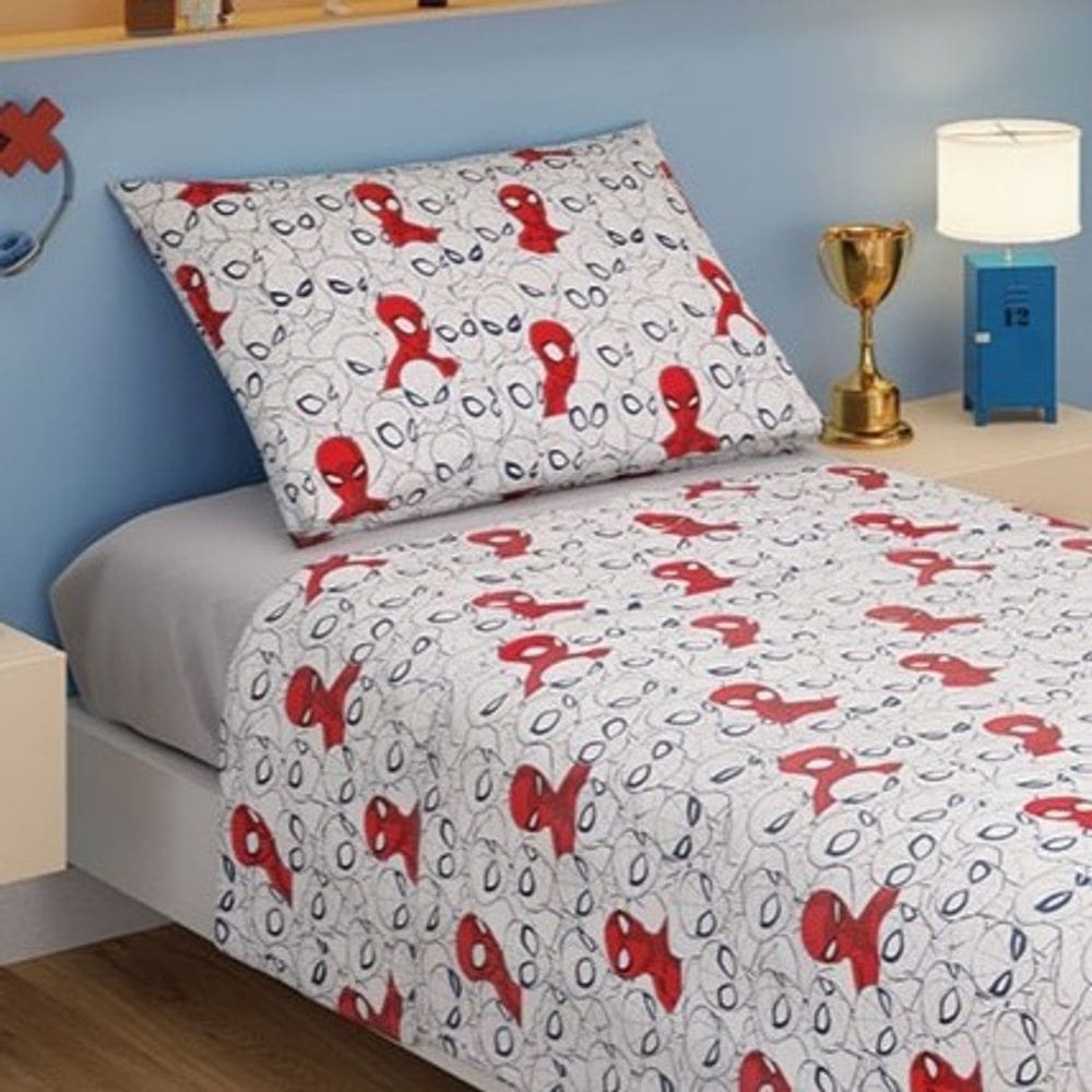 Jogo Cama Homem Aranha 100% Algodão 3 Peças 150 Fios Lepper