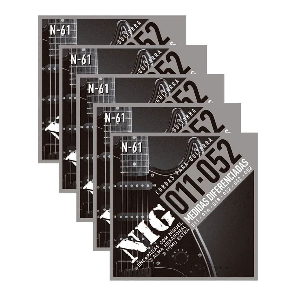 Kit 5 Encordoamento Guitarra Níquel Nig N-61.011” + Palheta PRN61L